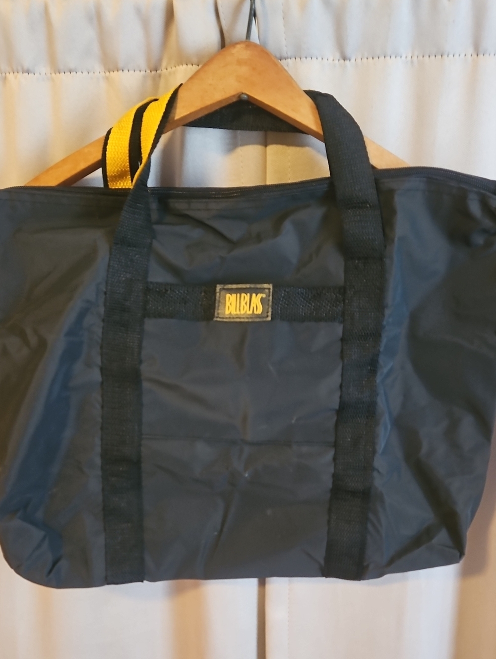 Vintage Bill Blass Nylon Tote Black Nylon Tote Bag with Yellow Accent